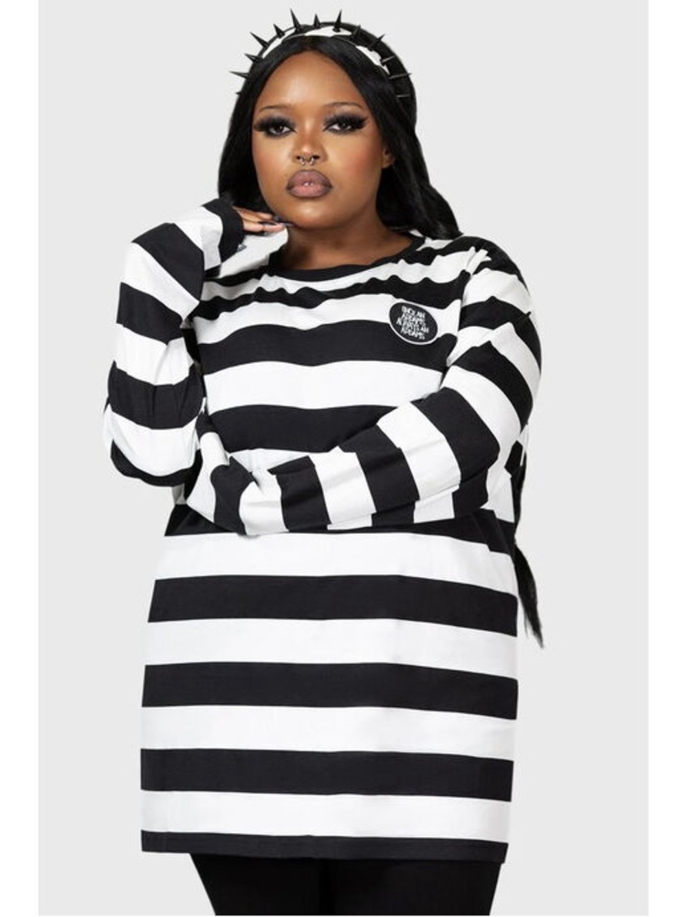 Killstar Black and White Striped Long Sleeve Tee